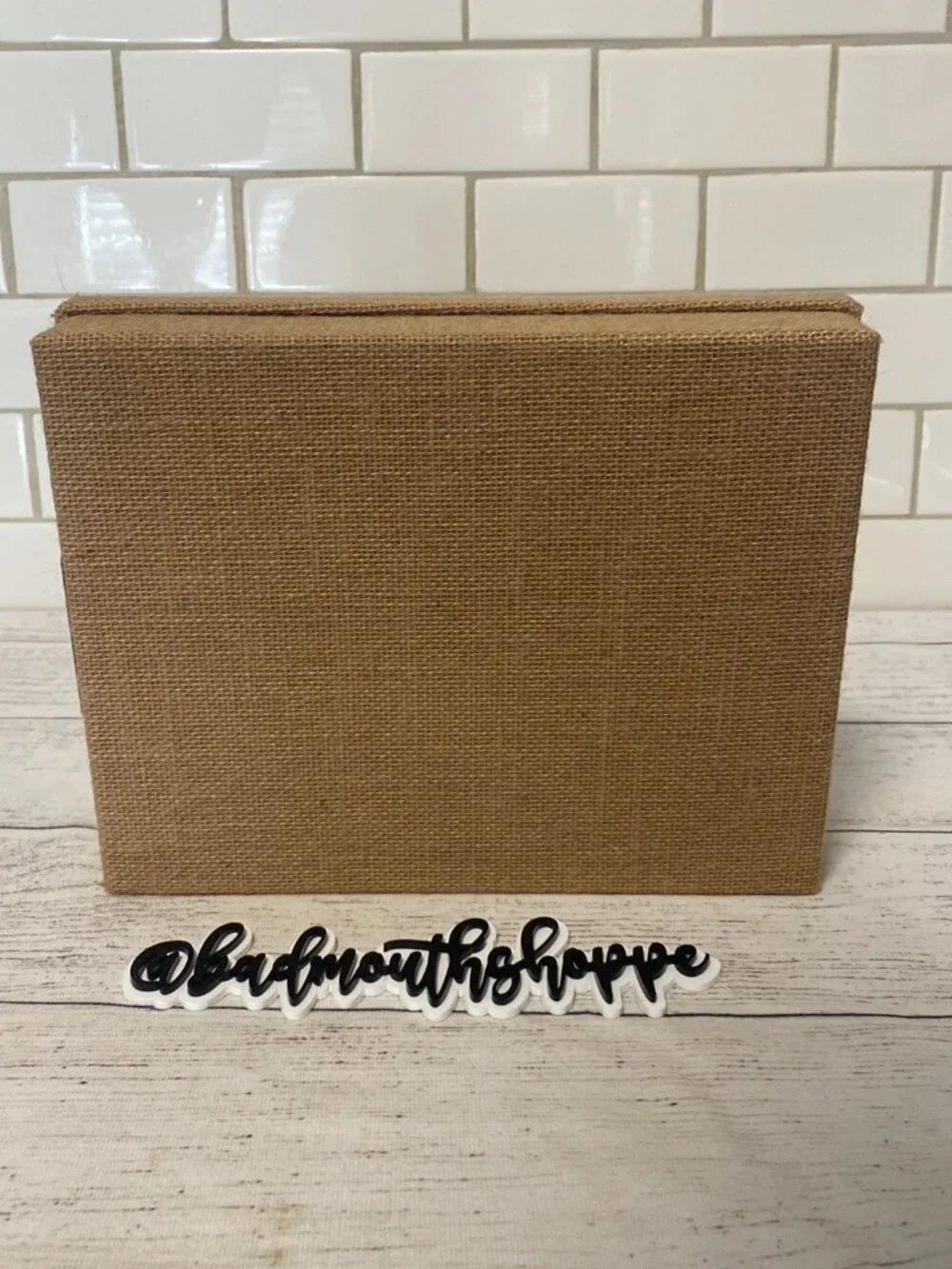 Brown Tan Burlap Vintage Inspired Photo Storage or Display Box